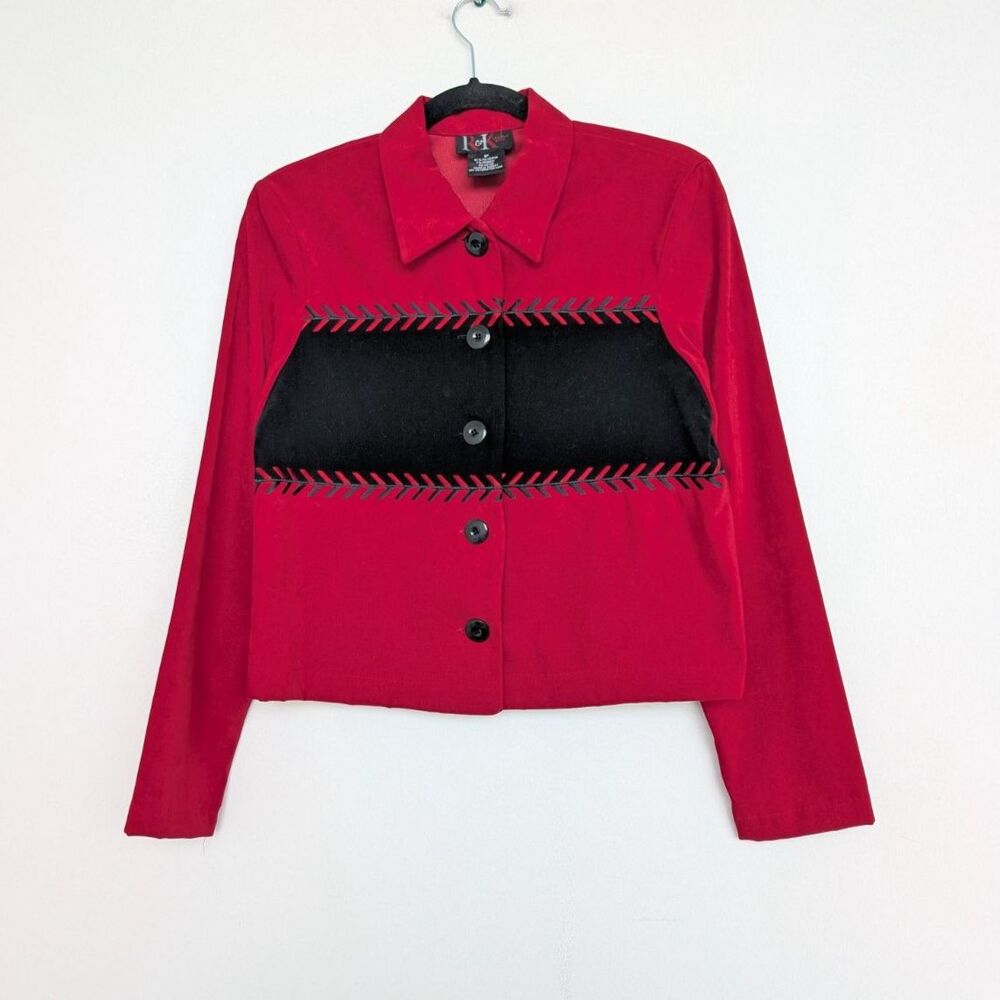 Vintage Western Sueded Cropped Collared Button Up Jacket Sz 8P R&K Originals